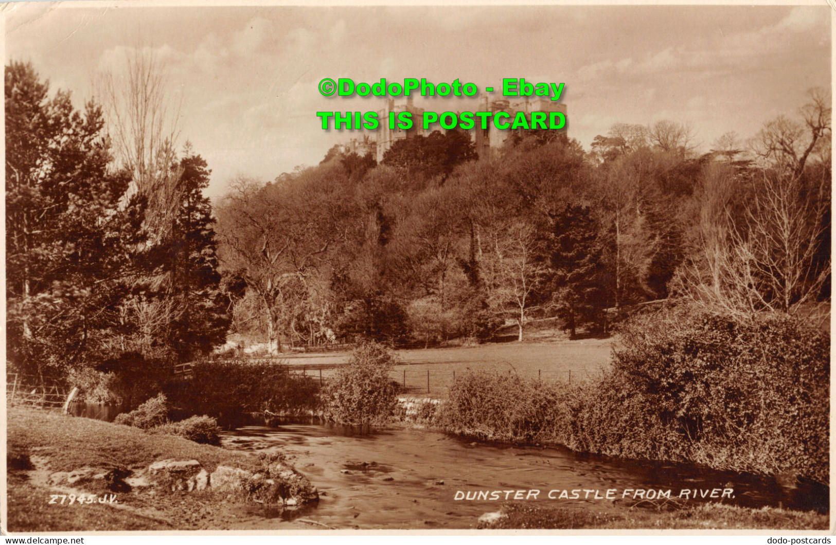 R392748 Dunster Castle From River. Valentine. RP - Mundo