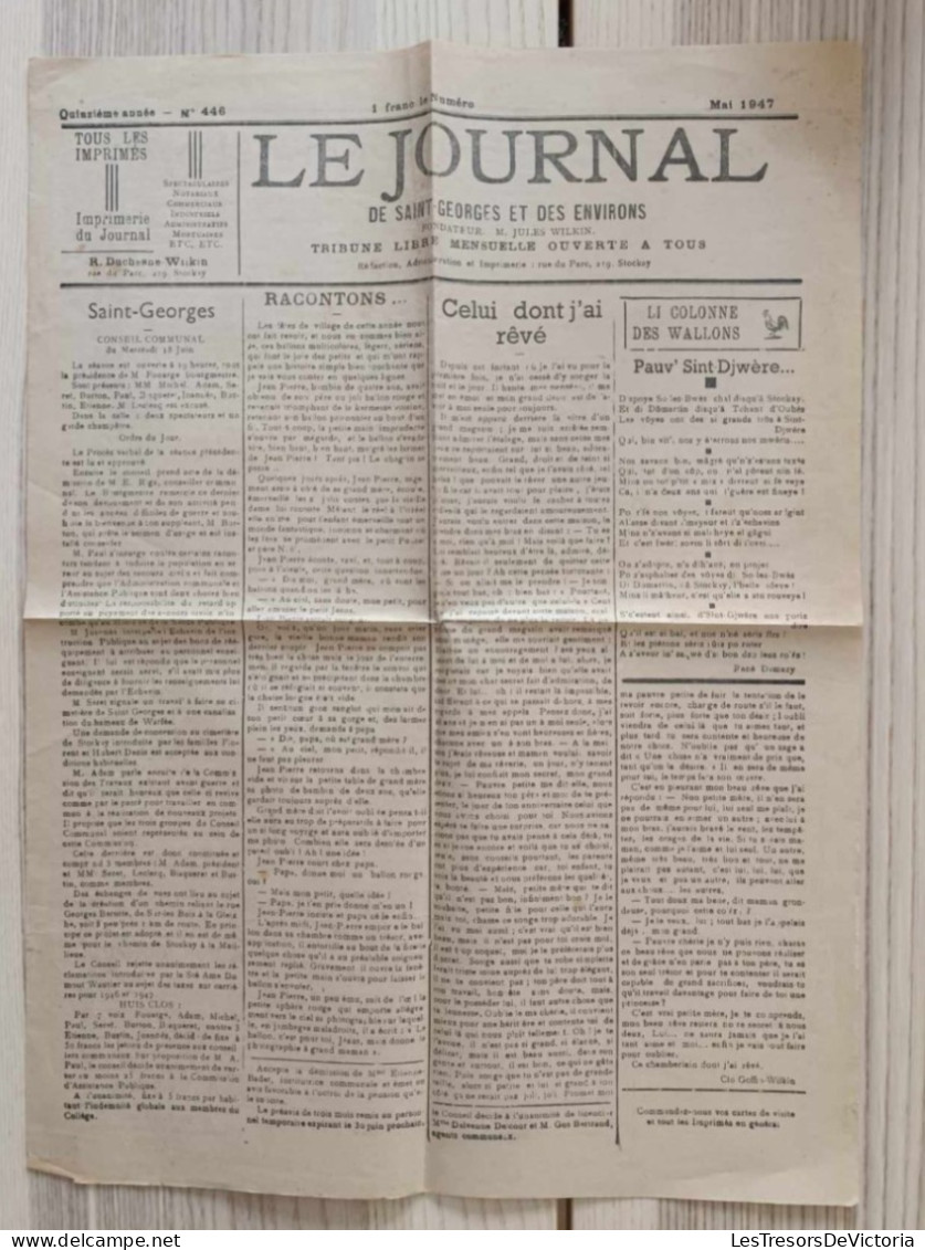 Belgique - Le Journal De Saint Georges Et Des Environs - Mai 1947 - Sin Clasificación