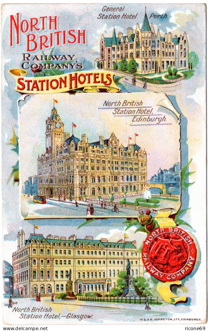 GB, Edinburgh/Glasgow/Perth, North British Railway Co.'s Hotels, 1912 Gebr. AK - Sonstige & Ohne Zuordnung