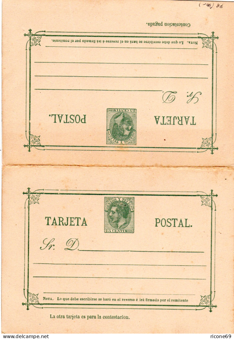 Spanien  P 8, Ungebr. 15+15 C. Doppelkarte Ganzsache. - Lettres & Documents