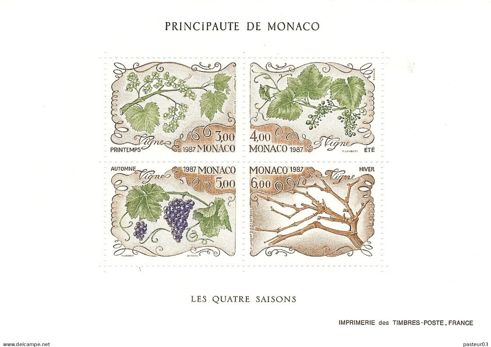 38 Bloc Monaco Les Quatre Saisons : Le Printemps La Vigne - Nuevos