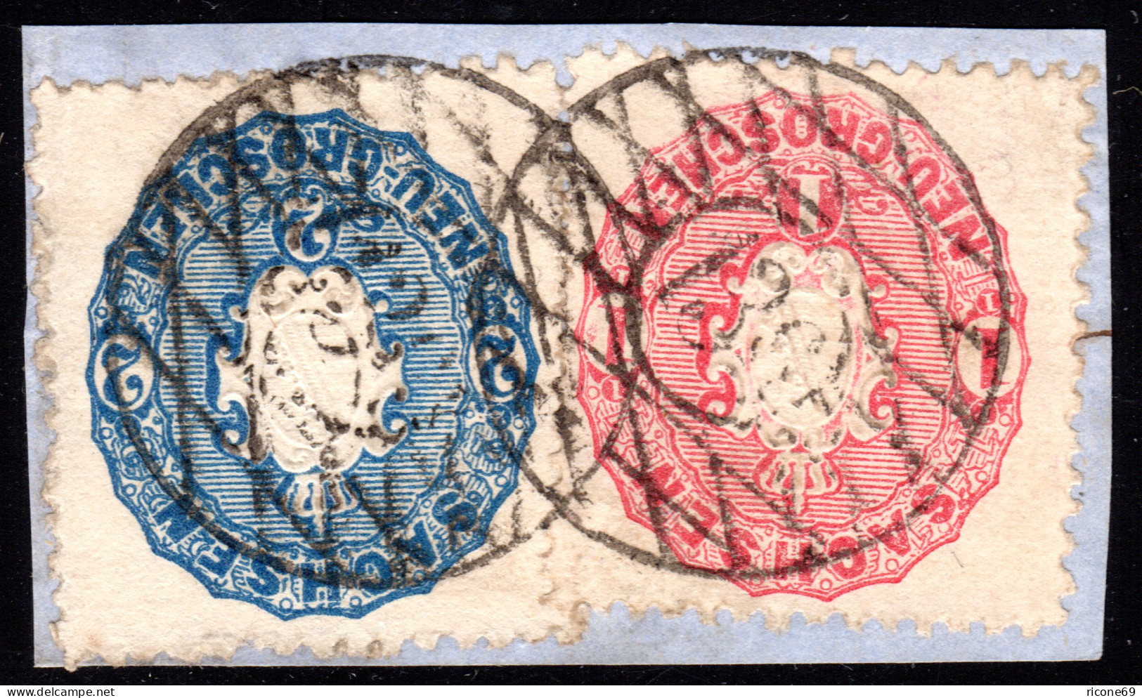 Sachsen, 1+2 NGr. Auf Briefstück M. Nr.-Stpl. 136 GEYER - Sachsen
