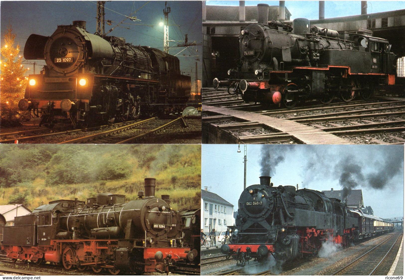 4 Gebr. Eisenbahn Farb-AK M. Dampflokomotiven - Stations - Zonder Treinen