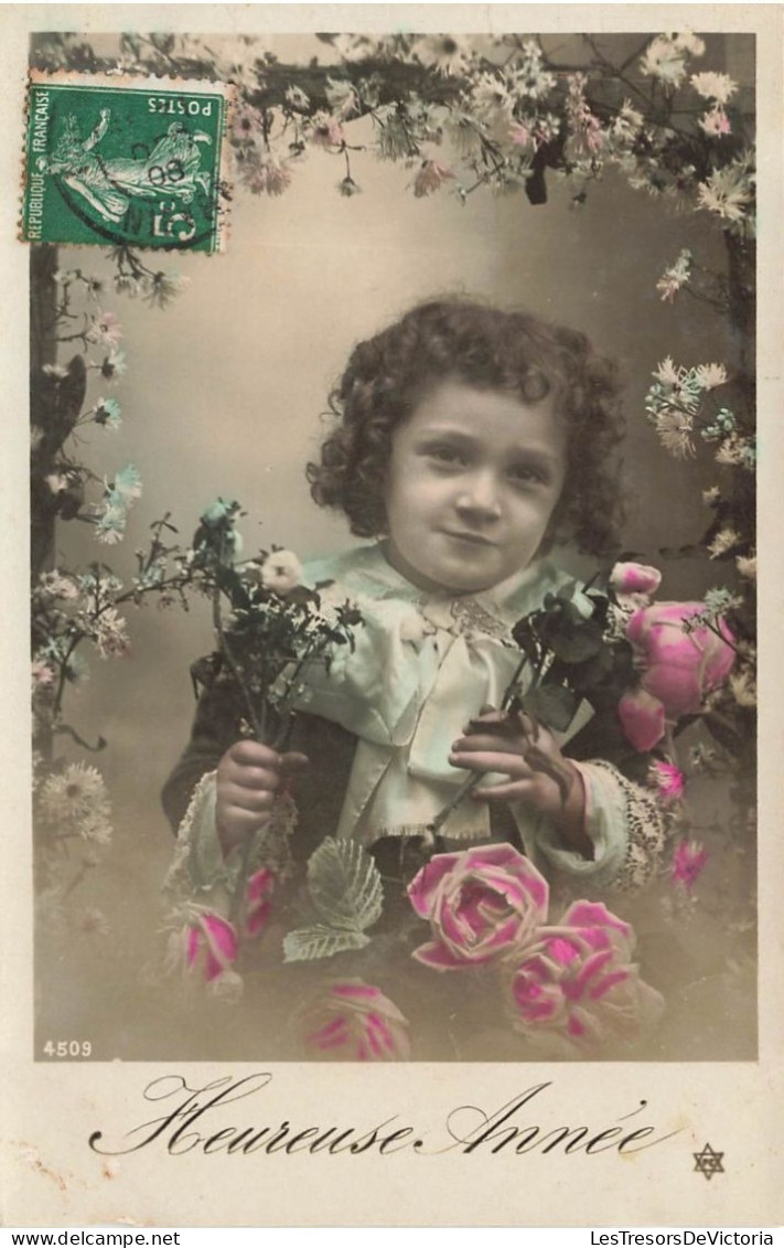 FETES - VOEUX - Nouvel An - Heureuse Année - Enfant - Fleurs - Petite Fille - Colorisé - Carte Postale Ancienne - Neujahr