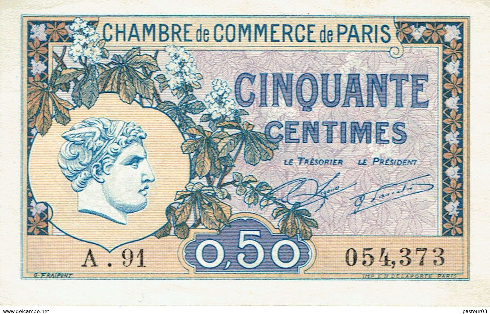 Billet 50 C. Chambre De Commerce De Paris - Handelskammer