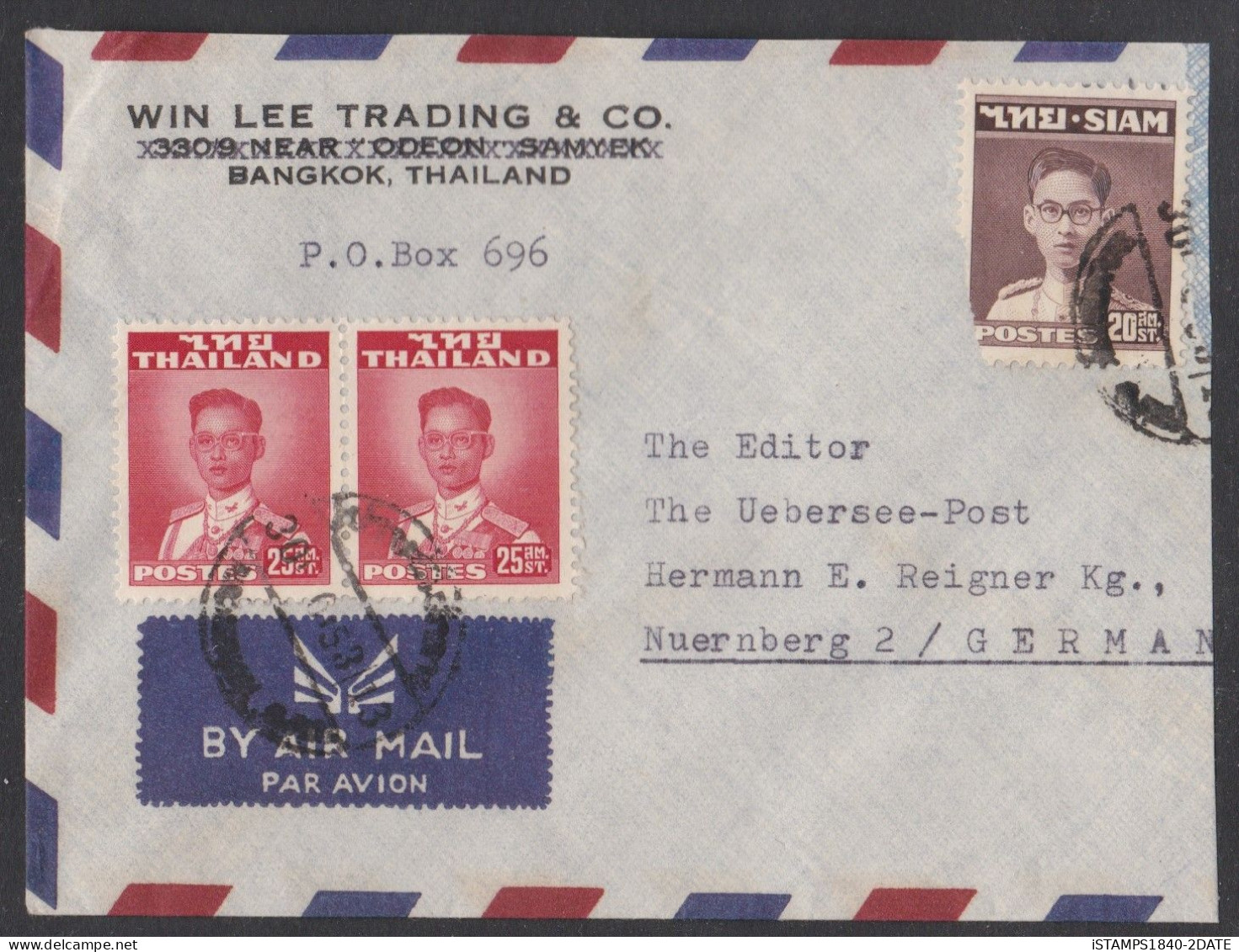 001240/ Thailand Airmail Part Cover 1953 To Germany - Thailand