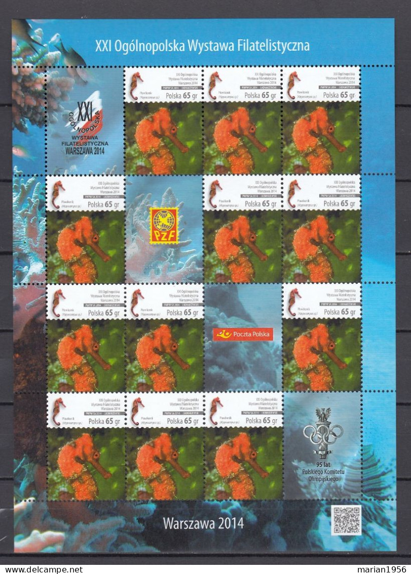 Pologne 2014 - POISSONS - HIPPOCAMPUS - Feuille De 12 Val. - MNH - Fische