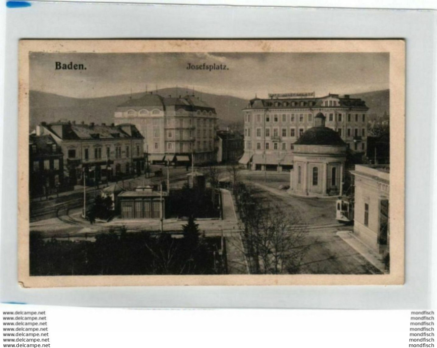 Baden - Josefplatz 1910 Mit Straßenbahn - Baden Bei Wien