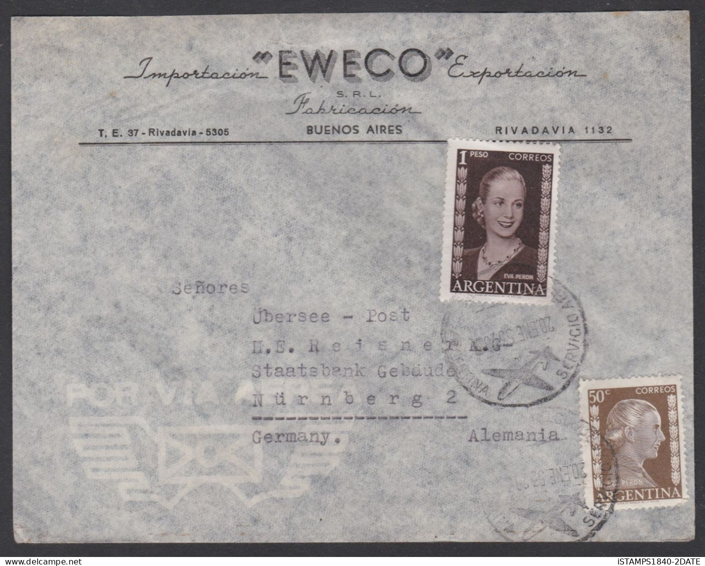 001242/ Argentina Airmail Cover 1953 To Germany - Cartas & Documentos