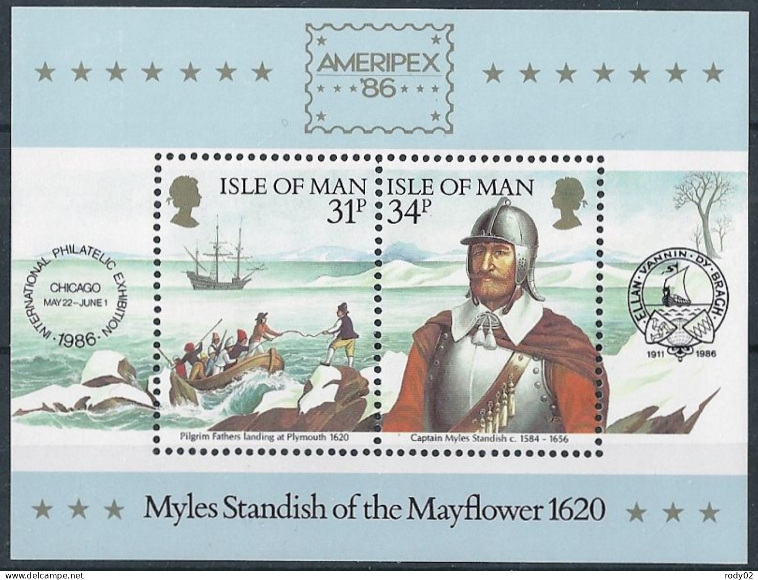 ILE DE MAN - THE MAYFLOWER EN 1620 - BF 8 - NEUF** MNH - Andere & Zonder Classificatie