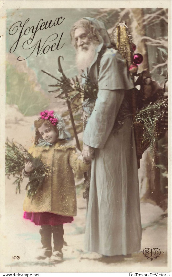 FETES - VOEUX - Noël - Joyeux Noël - Enfant - Père Noël - Colorisé - Fleurs- Carte Postale Ancienne - Sonstige & Ohne Zuordnung