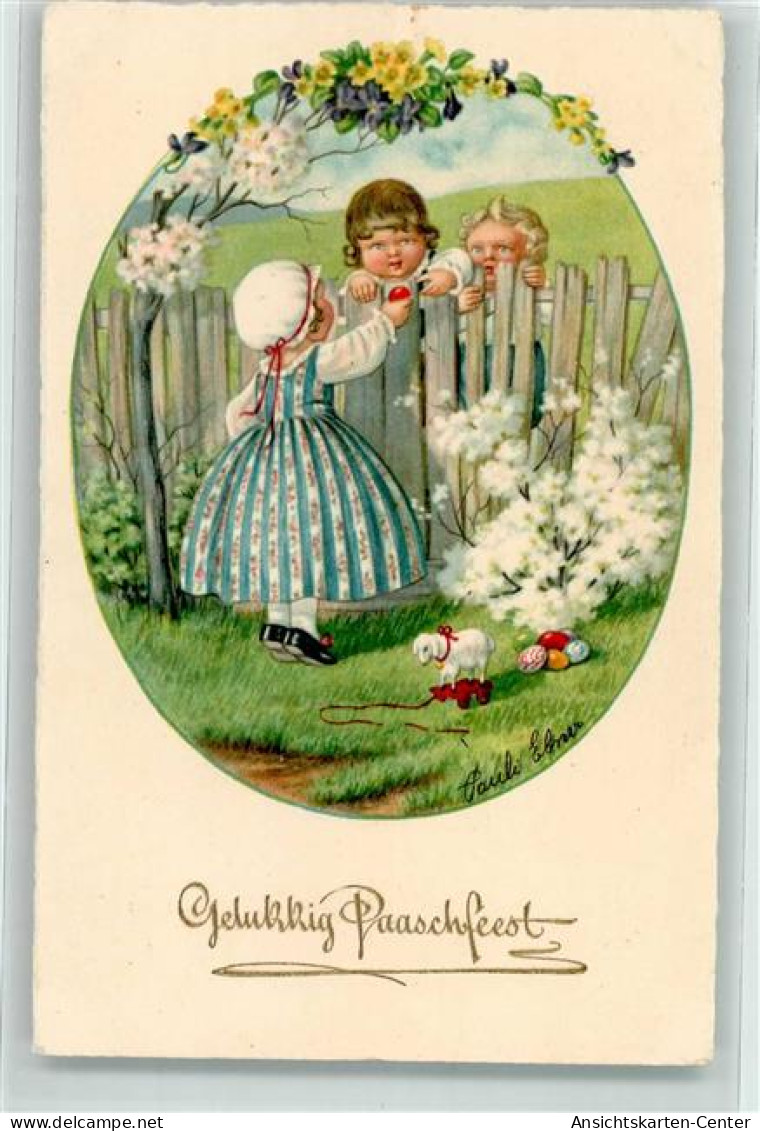 13959104 - A.G.B. No. 2722 Frohe Ostern Maedchen Reicht Zwei Buben Ein Osterei Ueber Den Gartenzaun - Ebner, Pauli