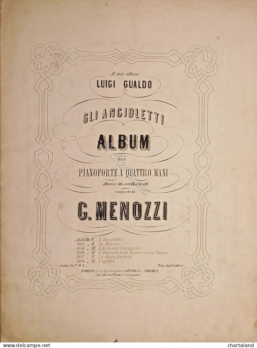 Spartiti - Gli Angioletti - Album Per Pianoforte A Quattro Mani Di G. Menozzi - Non Classificati