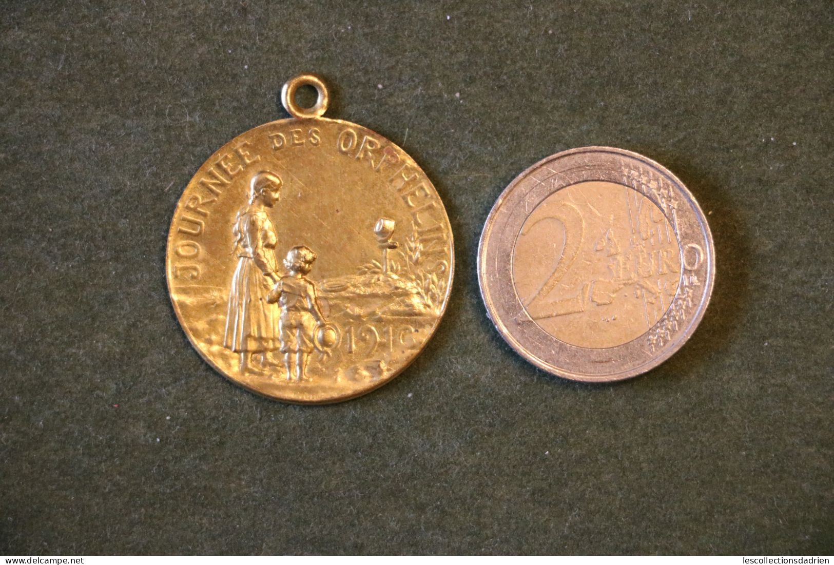 Médaille Française Journée Des Orphelins 1916 Guerre 14-18  - French Medal WWI Médaillette Journée - Frankrijk