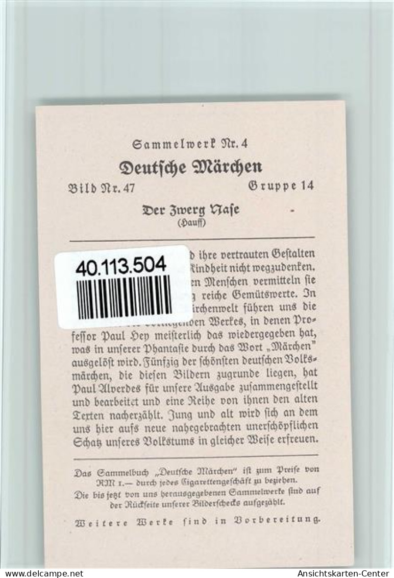 40113504 - Maerchen Der Zwerg Hase Cigaretten-Sammelbild - Fiabe, Racconti Popolari & Leggende
