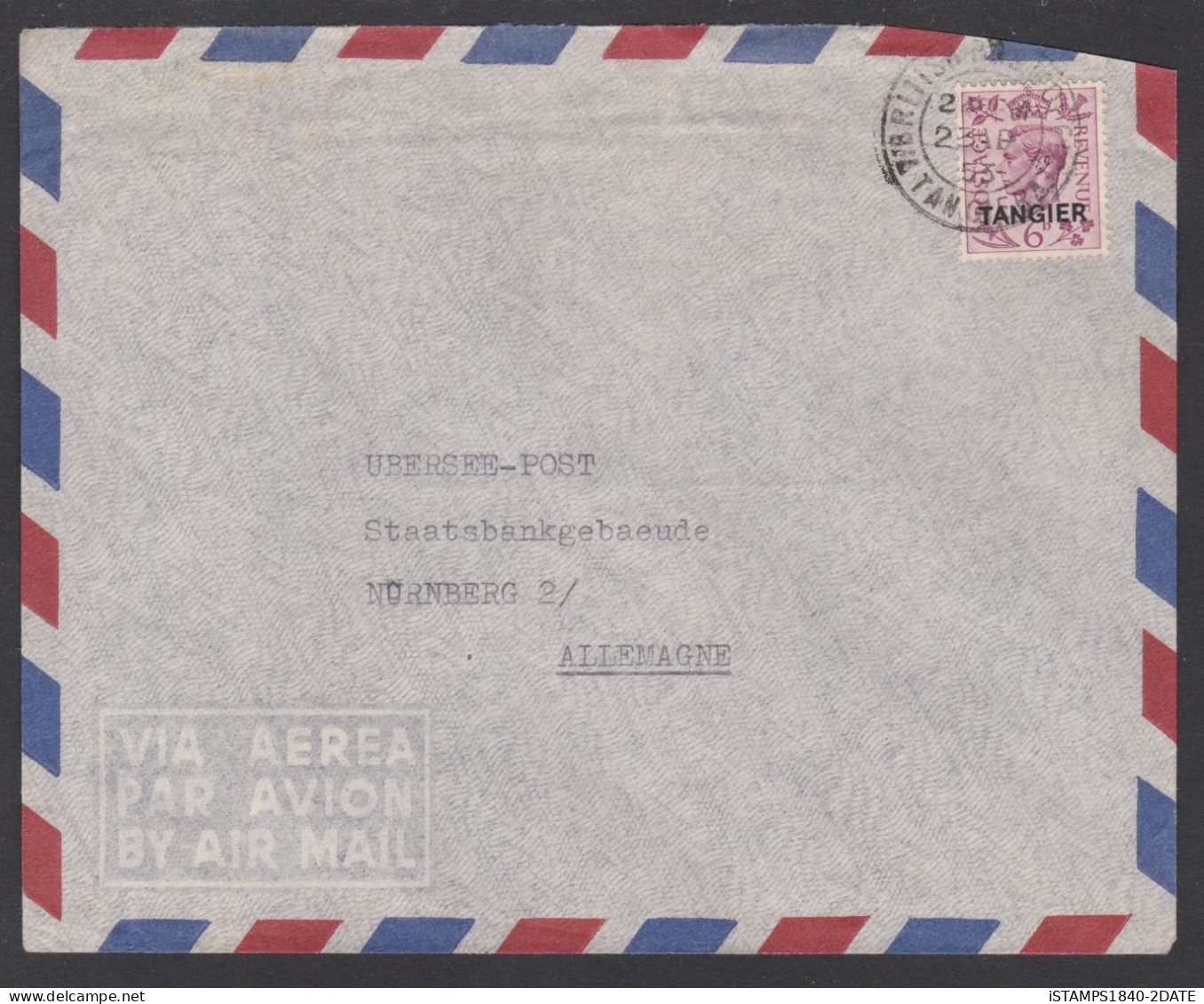 001248/Tangier Airmail Cover 1953 To Germany - Oficinas En  Marruecos / Tanger : (...-1958