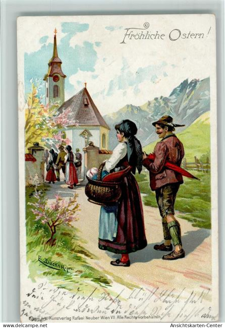 13033804 - Doecker Serie 44 - Ostern - Kirchgang  Litho - Doecker, E.