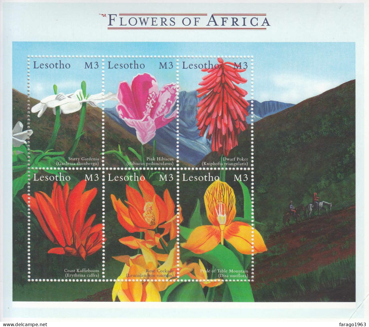 2000 Lesotho 2000 African Flowers Miniature Sheet Of 6 MNH * Crease To Bottom Left Stamps OK* - Lesotho (1966-...)