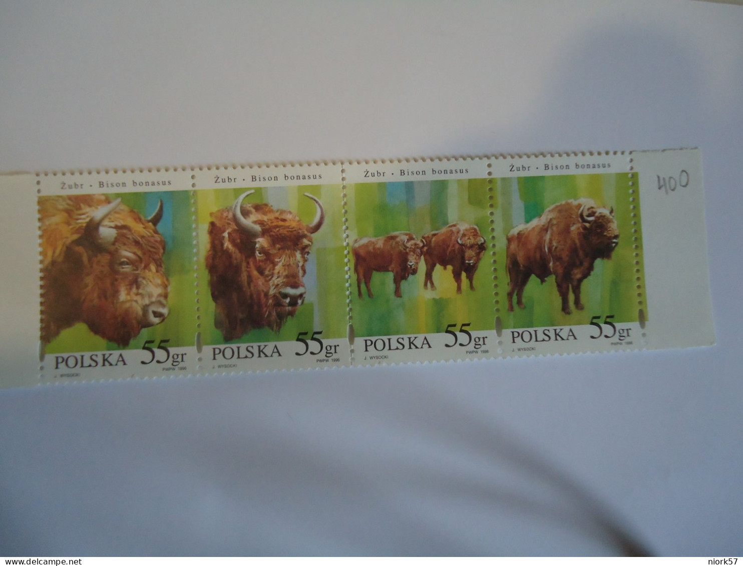 POLAND MNH  STAMPS SE TENANT4 ANIMALS  BISON  1996 - Vacas