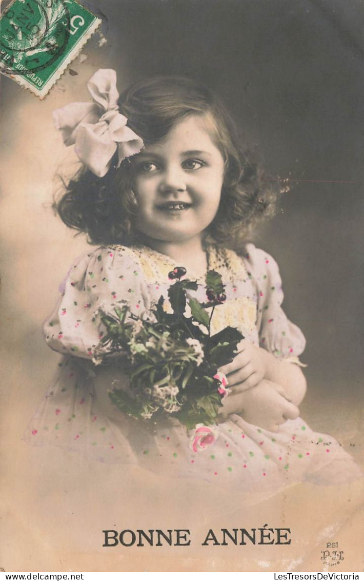 FETES - VOEUX - Nouvel An - Bonne Année - Enfant - Petite Fille - Fleurs - Colorisé - Carte Postale Ancienne - Pasen