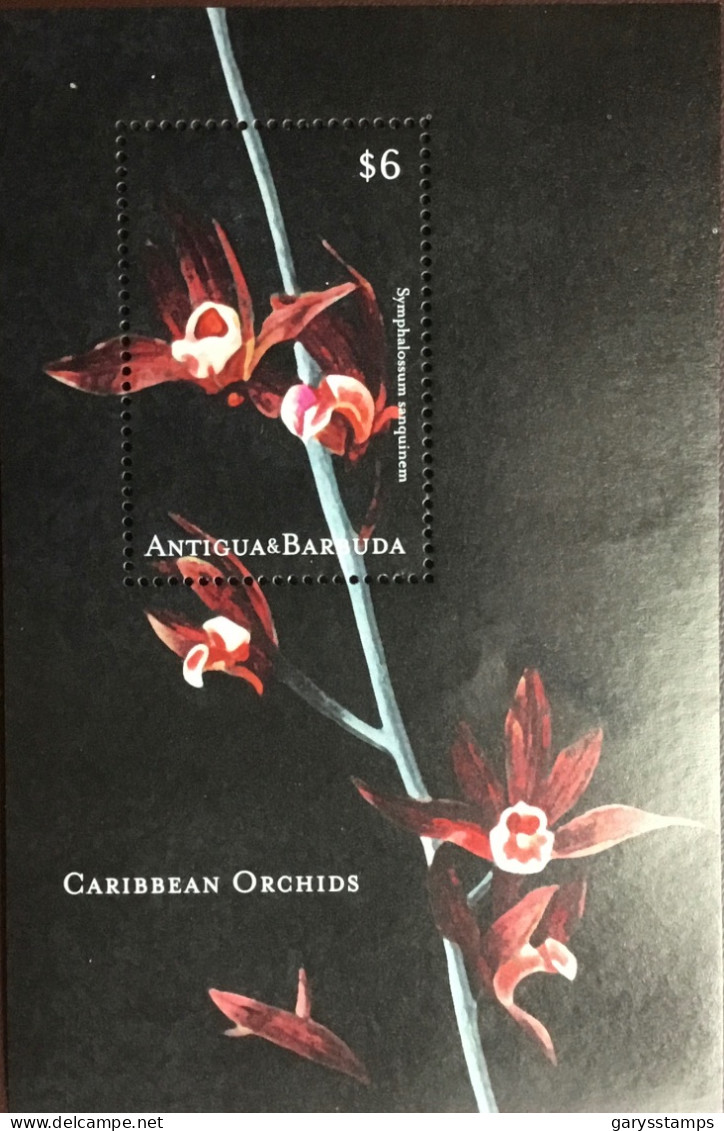 Antigua 2001 Orchids Flowers Minisheet MNH - Orchideen