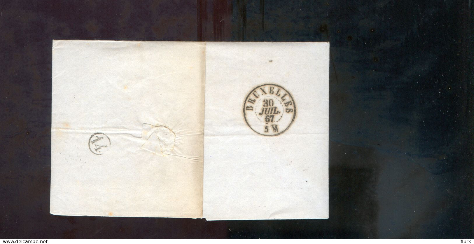 België OCB18 Gestempeld Op Brief Anvers-Bruxelles 1867 Perfect (2 Scans) - 1865-1866 Profilo Sinistro