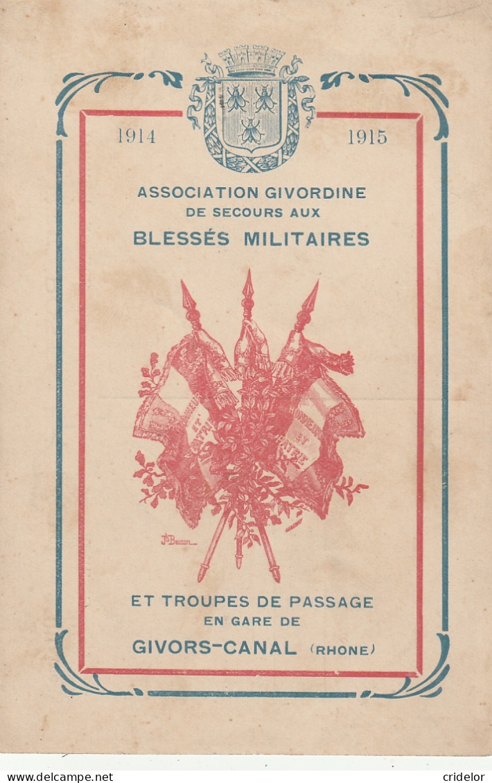 69 - GIVORS - CANAL - ASSOCIATION GIVORDINE DE SECOURS AUX BLESSES MILITAIRES - TROUPES DE PASSAGE EN GARE - Givors