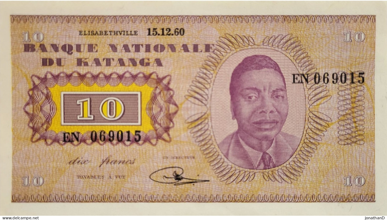 Lot 10 Francs Banque Nationale Du Katanga De EN069015 à EN069024 état +++ - République Démocratique Du Congo & Zaïre