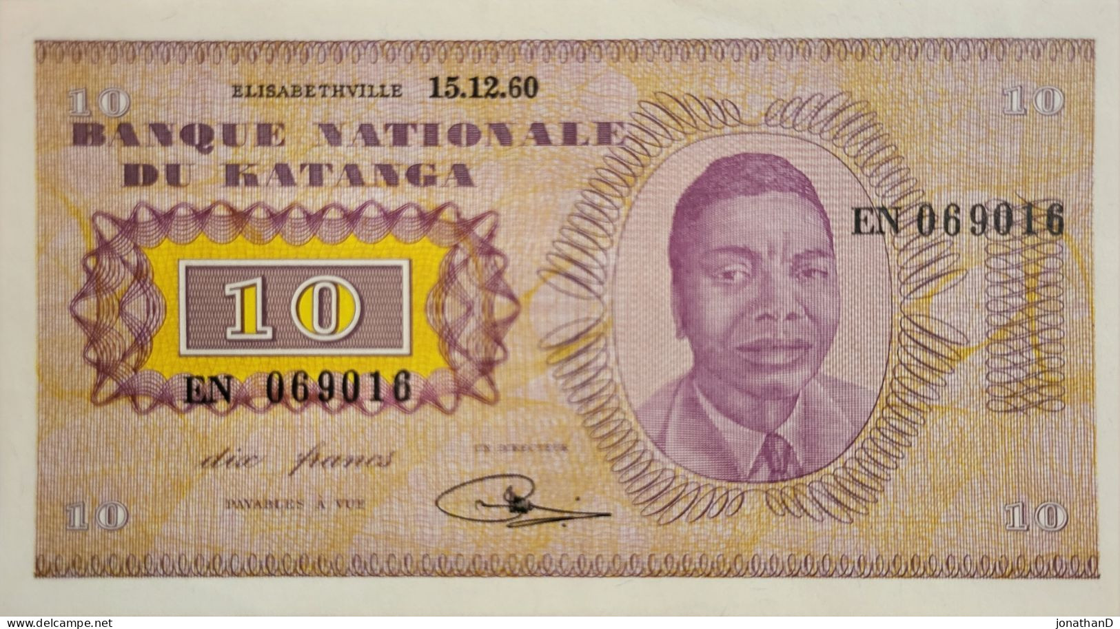 Lot 10 Francs Banque Nationale Du Katanga De EN069015 à EN069024 état +++ - República Democrática Del Congo & Zaire