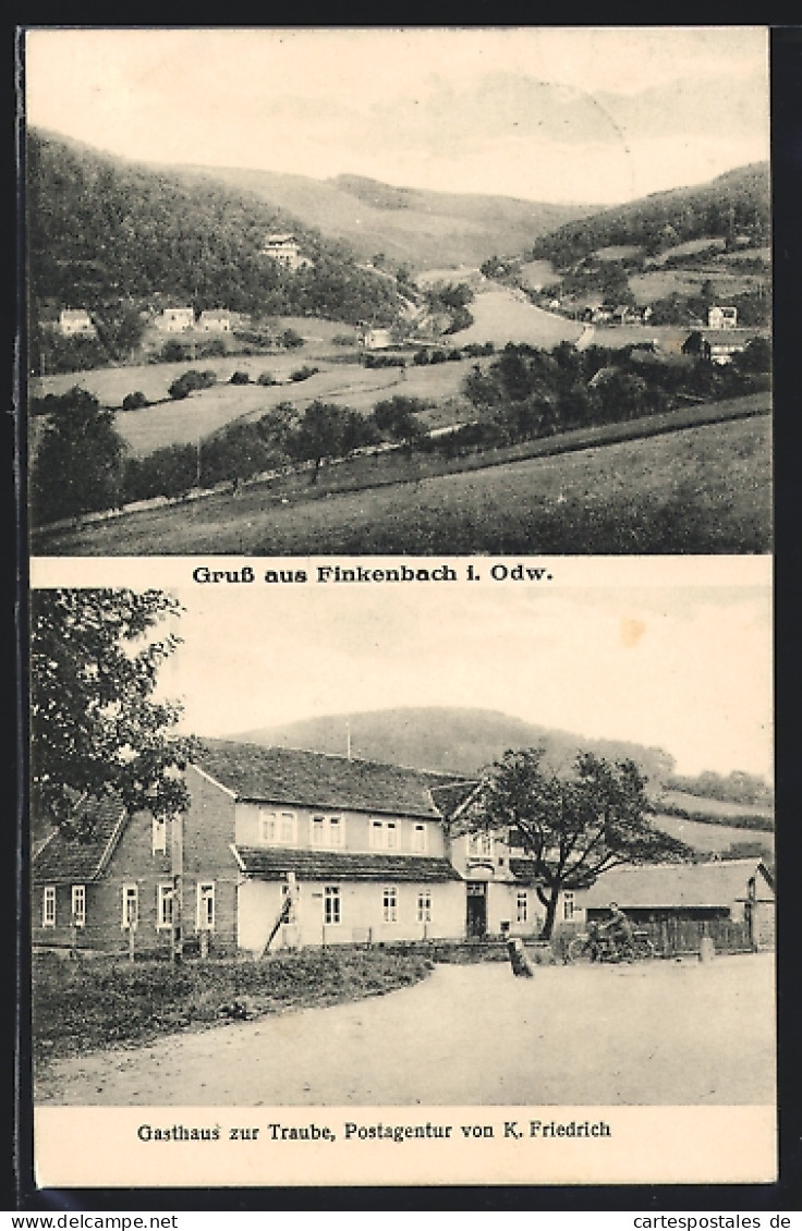 AK Finkenbach / Odenwald, Gasthaus Zur Traube, Postagentur V. K. Friedrich  - Odenwald