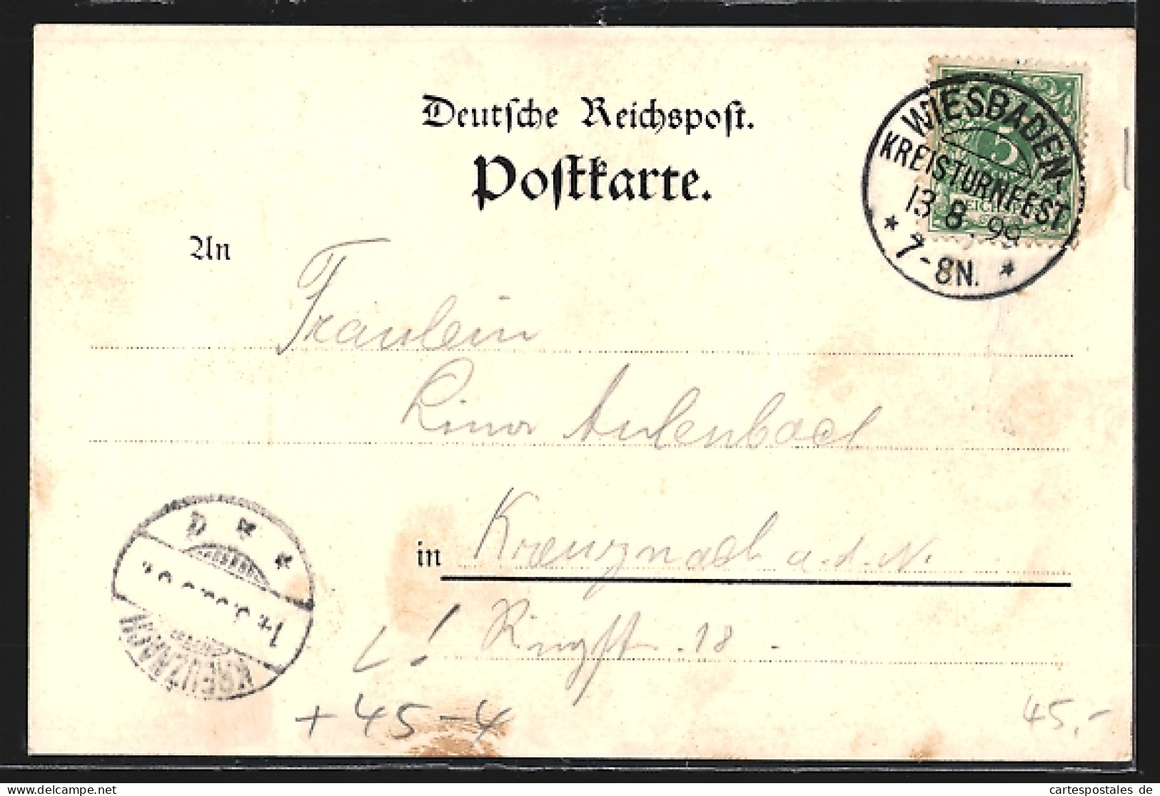 Lithographie Wiesbaden, XXIV. Mittelrheinisches Kreisturnfest 1899, Blick Auf Die Grosse Festhalle  - Other & Unclassified