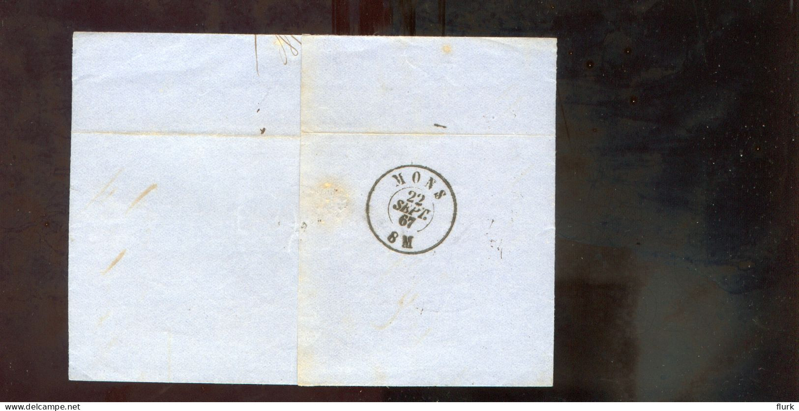België OCB18 Gestempeld Op Brief Anvers-Mons 1867 Perfect (2 Scans) - 1865-1866 Linksprofil