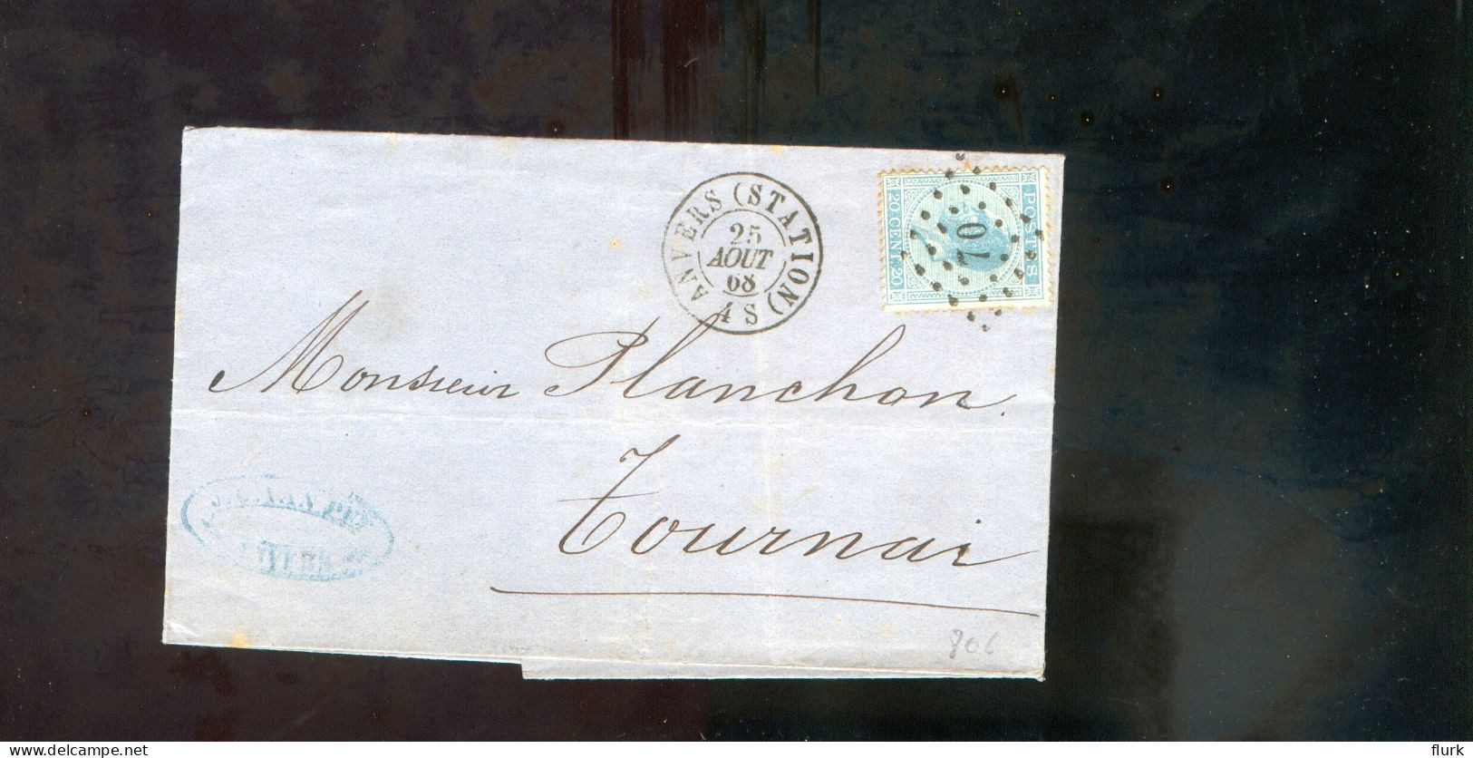 België OCB18 Gestempeld Op Brief Anvers-Tournay 1868 Perfect (2 Scans) - 1865-1866 Profile Left