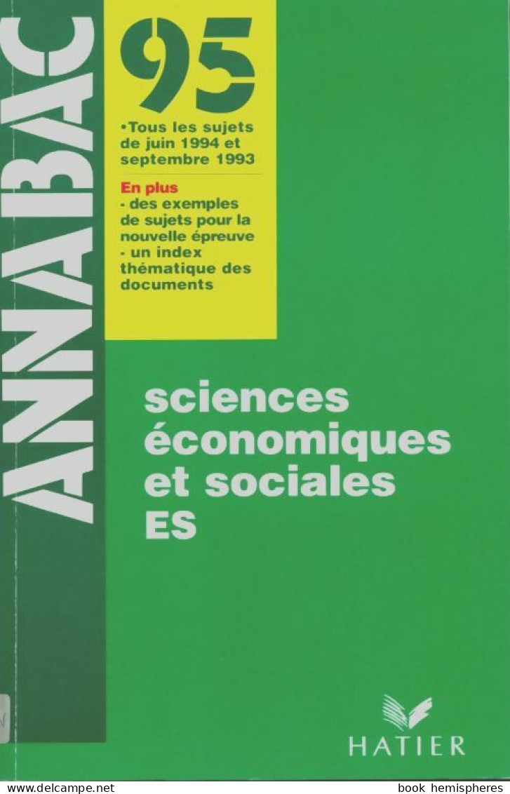 Sciences économiques Et Sociales Es (1990) De Collectif - 12-18 Anni