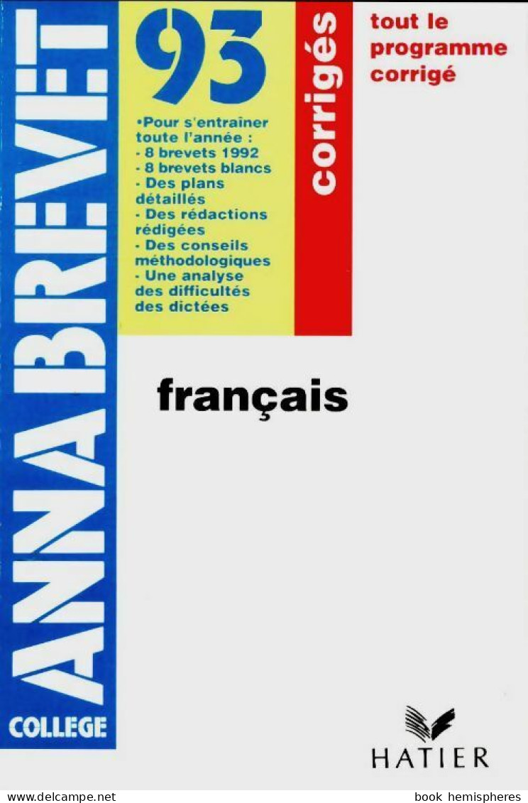 Annabrevet Français Corrigés 93 (1994) De Collectif - 12-18 Anni