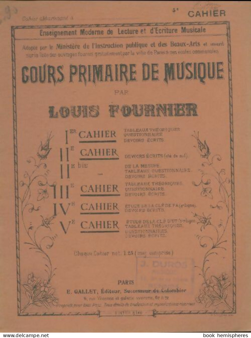 Cours Primaire De Musique 5e Cahier (0) De Collectif - Música