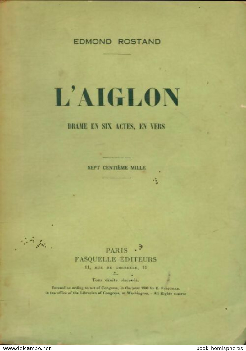 L'aiglon (1970) De Edmond Rostand - Altri & Non Classificati