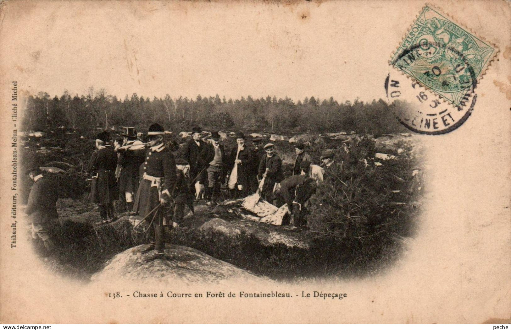 N°87 W -cpa Chasse à Courre En Forêt De Fontainebleau -le Dépeçage- - Jacht