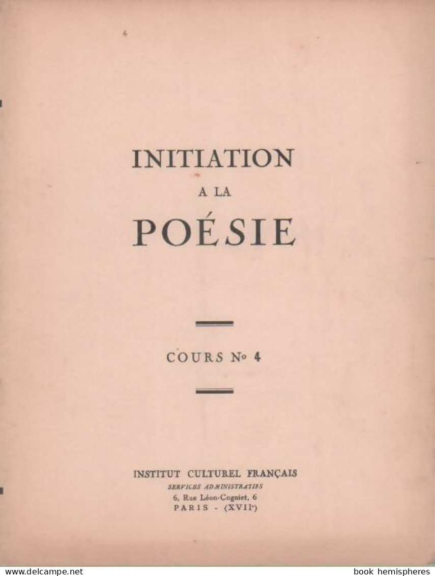 Initiation à La Poésie (0) De Collectif - Autres & Non Classés