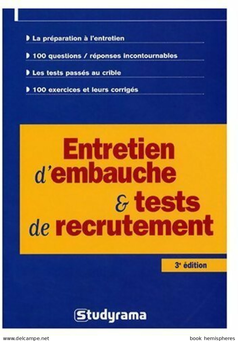 Entretien D'embauche Et Tests De Recrutement (2004) De Sabine Duhamel - Reisen
