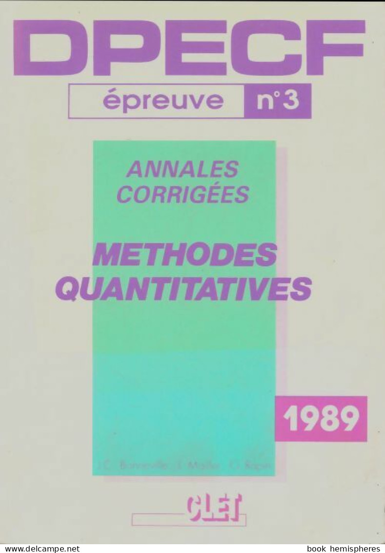 Méthodes Quantitatives I Epreuve N°3 Annales Corrigées (1985) De G. Mailler - Non Classificati