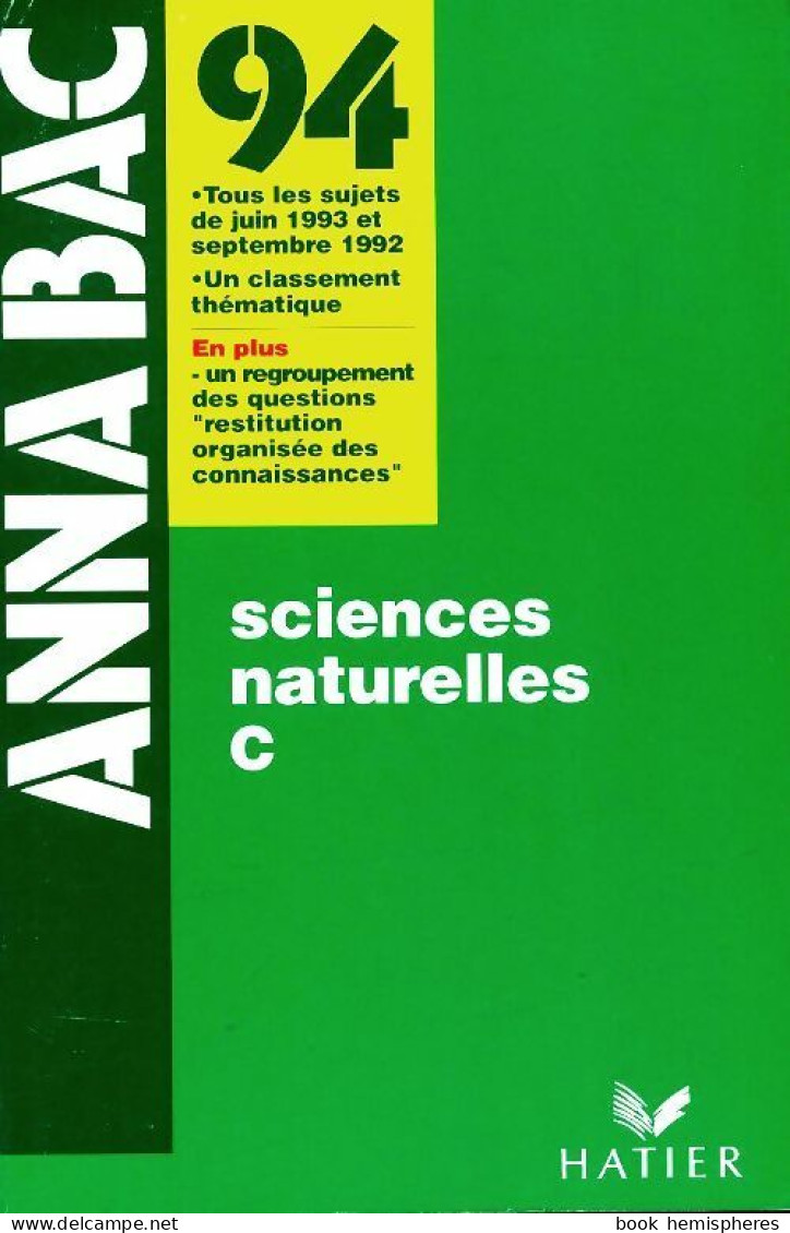 Sciences Naturelles Terminales C (1993) De Collectif - 12-18 Anni