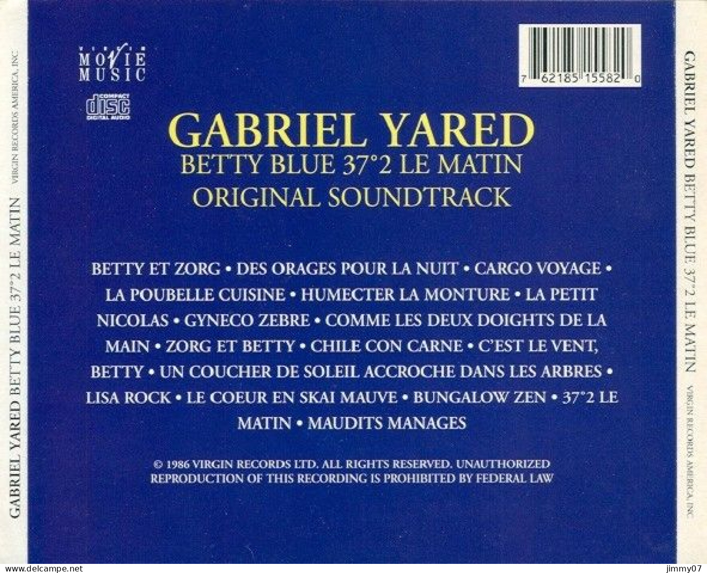 Gabriel Yared  – Betty Blue (CD, Album) - Rock