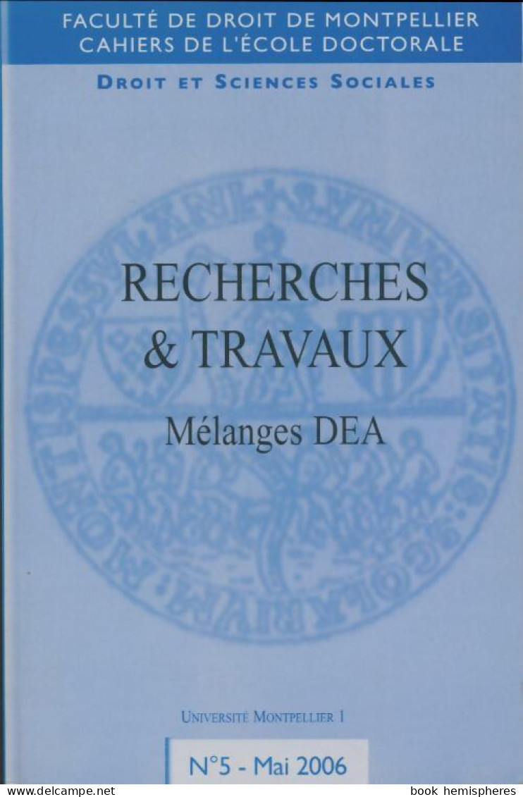 Recherches & Travaux N°5 (2003) De Collectif - Droit