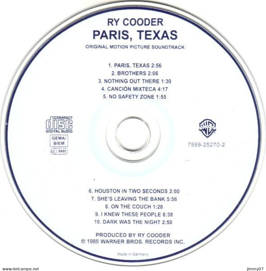 Ry Cooder – Paris Texas (CD, Album,) - Musica Di Film