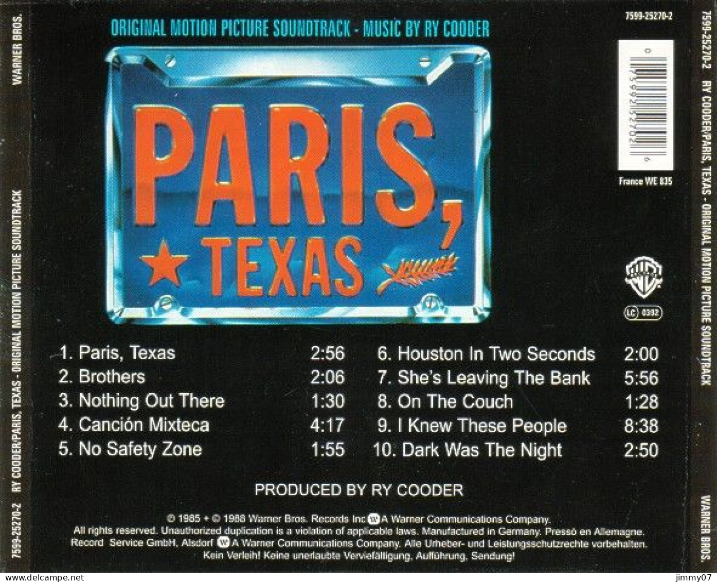 Ry Cooder – Paris Texas (CD, Album,) - Musique De Films