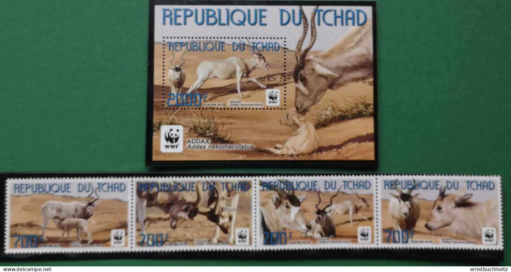 Tschad Tchad 2012 WWF Antilopen Mi 2575/78** ZD + Block 465** - Tsjaad (1960-...)