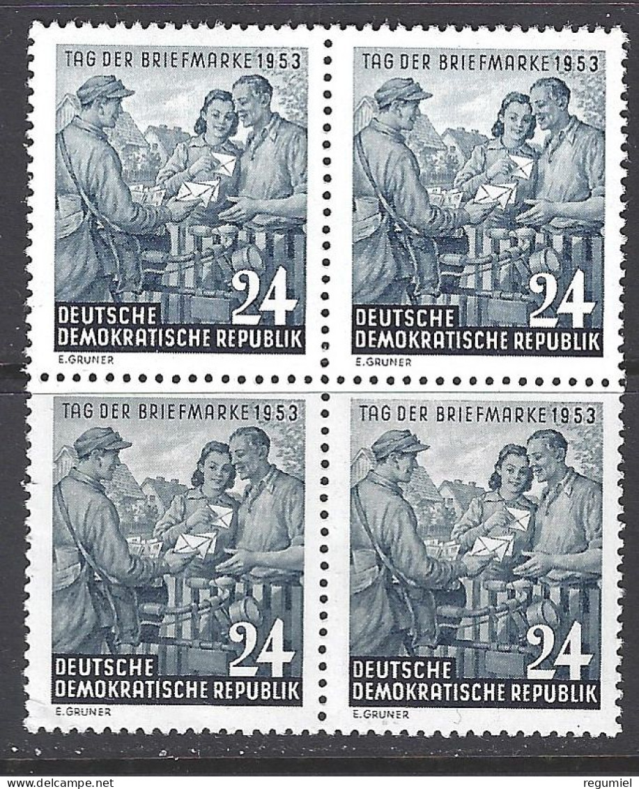 Alemania DDR 0137 ** MNH. 1953. Bloque De 4 - Ungebraucht