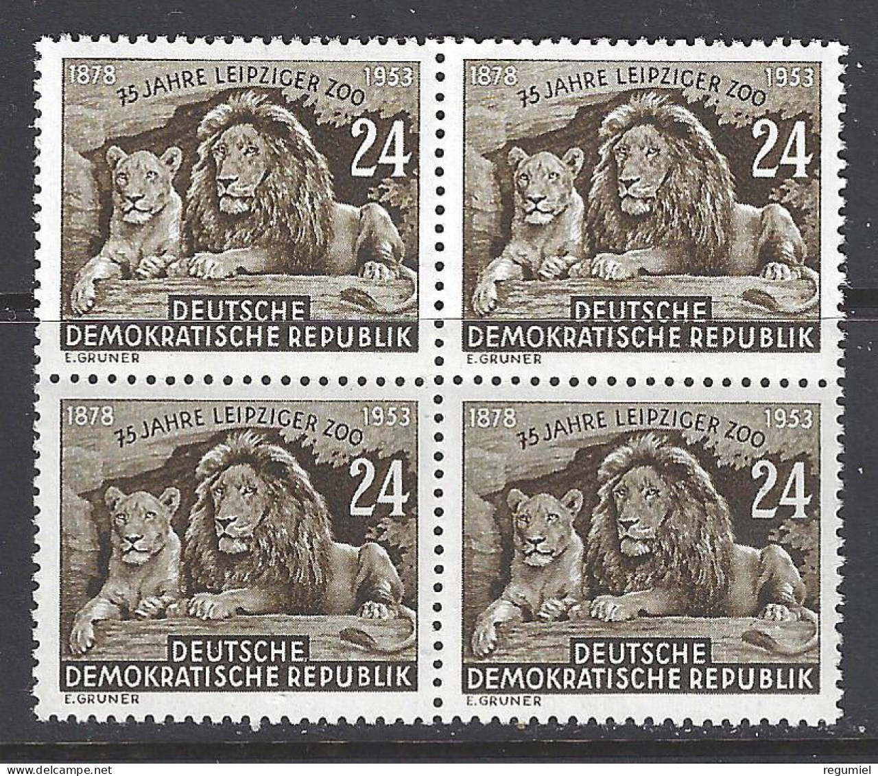 Alemania DDR 0138 ** MNH. 1953. Bloque De 4 - Unused Stamps