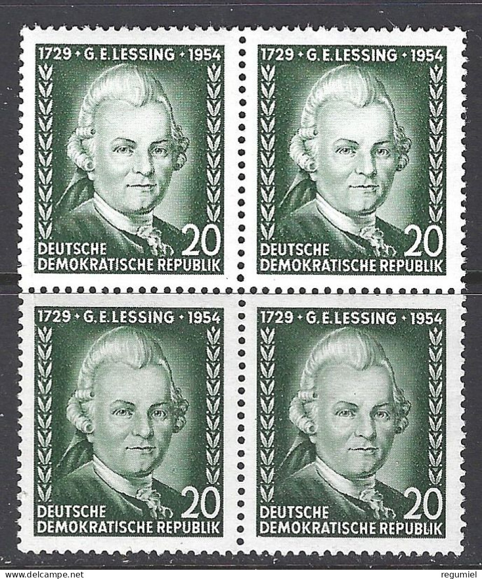 Alemania DDR 0146 ** MNH. 1954. Bloque De 4 - Unused Stamps
